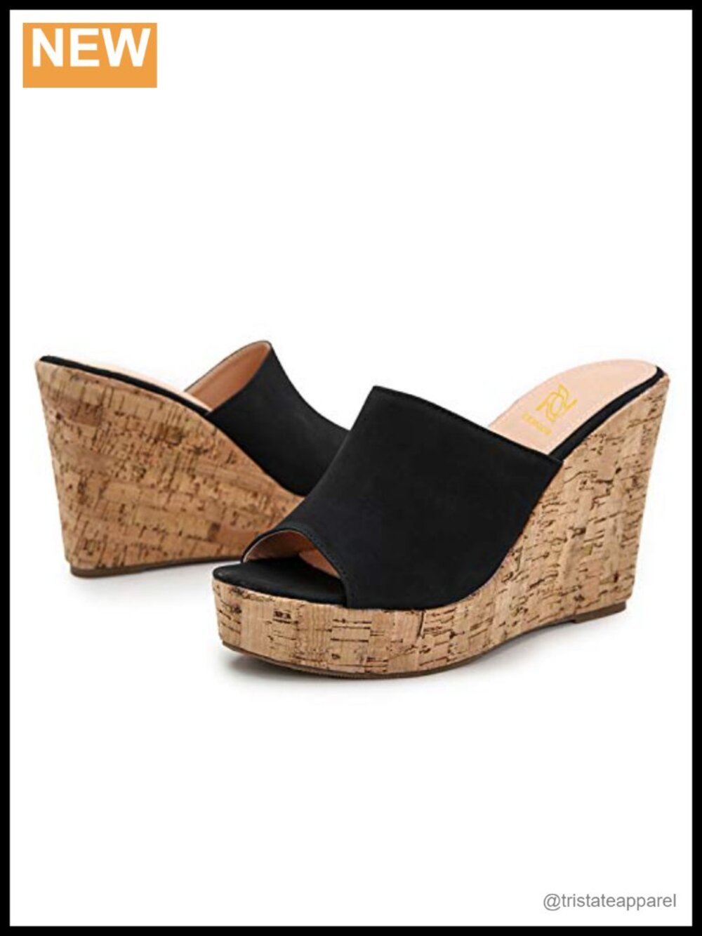 Cork Wedge Mules Peep Toe Platform Slide Sandals 4.5 Inch Heel